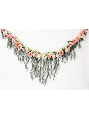 Kate Backdrop Rose Spanish Moss Garland Swag Ivory Wrinkle Free Washable 5' x 7'